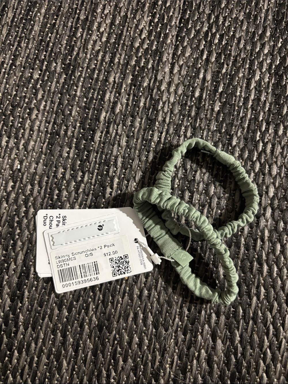 Lululemon Skinny Scrunchies *2 Pack NEW Desert Green